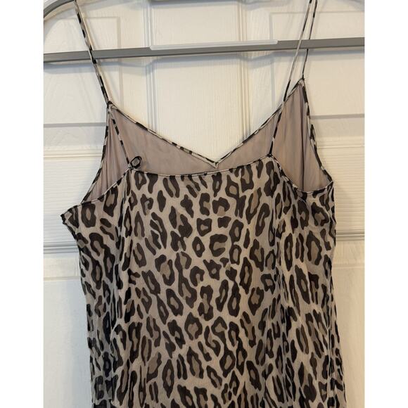 Theory Silk Slip Dress Sz 4 Asymmetrical Waist Maxi Leopard Crinkle Boho Gypsy - Picture 7 of 13